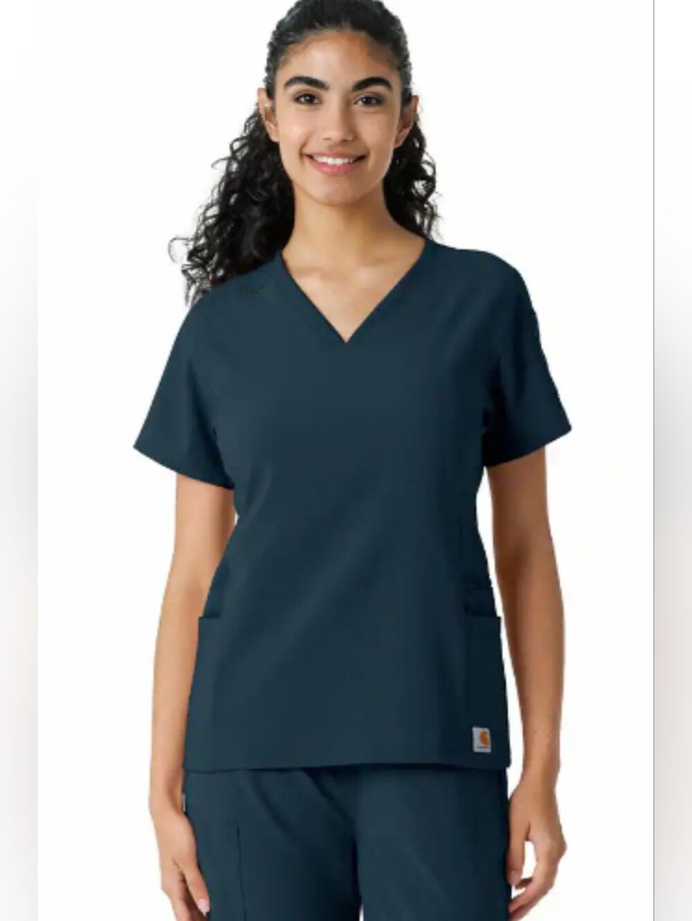 CARHARTT Women’s L Force Cross-Flex Knit Panel Scrub Top Blue/Green Workwear